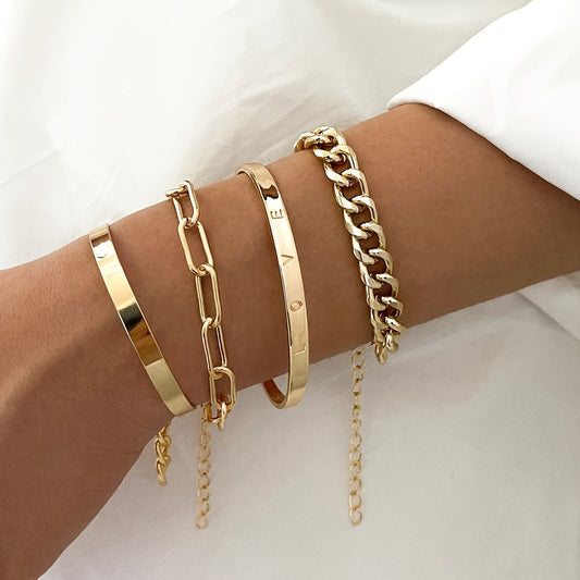 Chic Layers: 4-Piece Bracelet Set