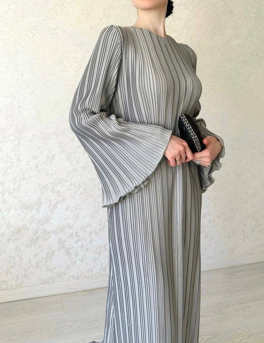 Harmony Pleated Dress - Stone Grey