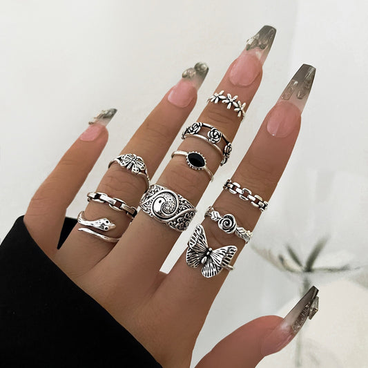 Mystic Charm: 10-Piece Ring Collection