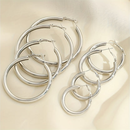 4-Pair Hoop Earrings Set