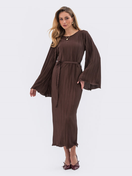 Harmony Pleated Dress - Umber Brown